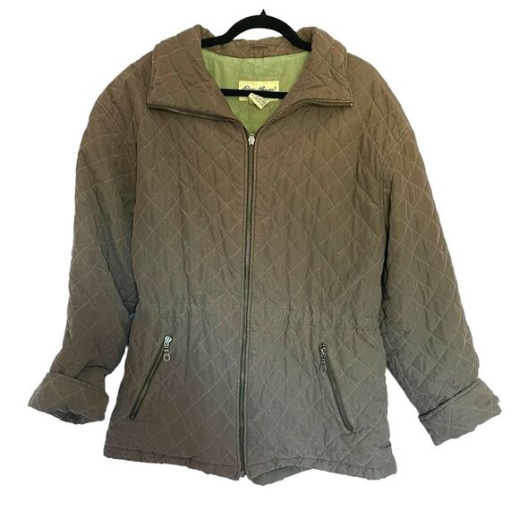 Eddie Bauer Women’s Quilted Jacket Beige with Sage Lining DuPont ThermoLoft L - Picture 1 of 14